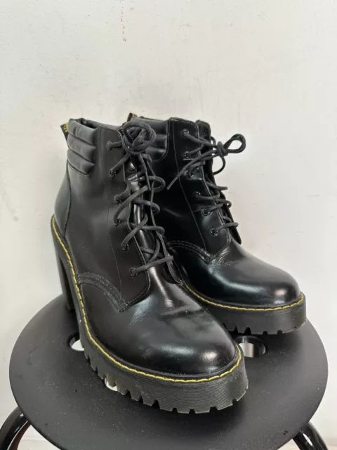 DR MARTENS PERSEPHONE Platform Black Leather Chunky High Heel Boots ...