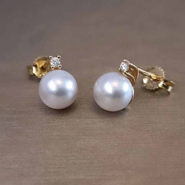 Boucles D'oreilles MIKAWA By Damiani - Or Jaune 18k, Perles Akoya Et Diamants (Neuf Avec étiquettes)