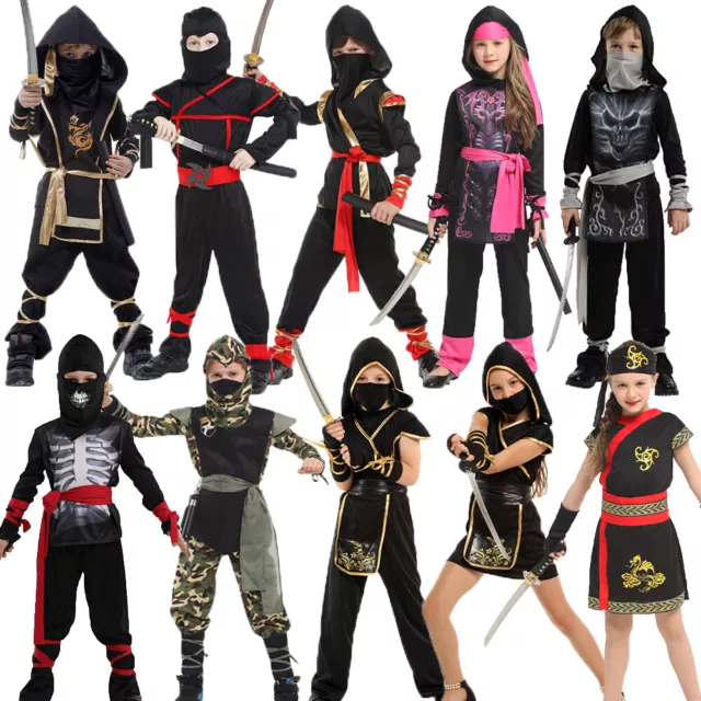 Costume Ninja Bambino Drago Ninja Ragazzi Ragazze Samurai Guerriero Abito Fantasioso Halloween