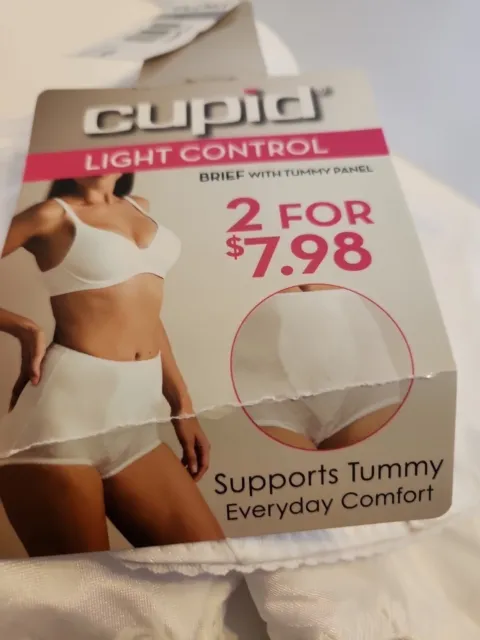 CUPID LIGHT CONTROL Briefs With Tummy Panel Womens 2x White $12.50