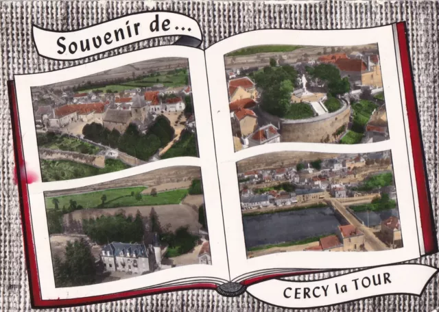 Carte postale 10x15cm postcard CERCY LA TOUR souvenir multivues timbrée 1965
