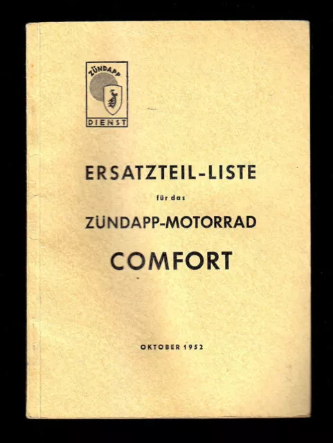 1952 Zundapp Comfort Motorcycle Parts Manual