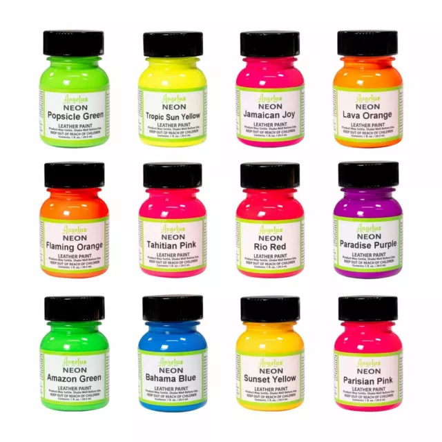 Angelus Neon Acrylic Leather Paint (1 oz) 12 Colors Available