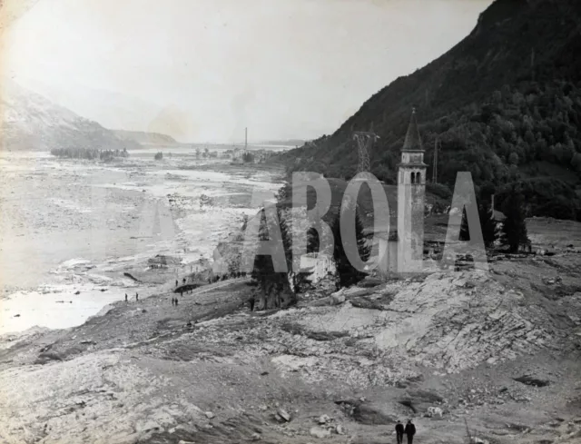 Foto Vintage Disastro del Vajont Il campanile della chiesa di Pirago 1963
