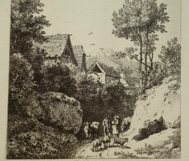 J. C. Erhard `Gräfenberg, Fränkische Schweiz, Hohlweg´ Radierung, Apell 9, 1815