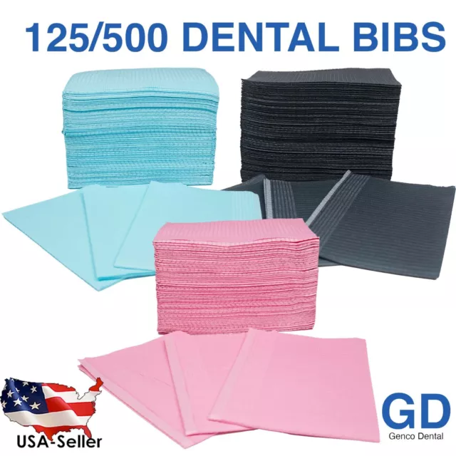 Genco Dental 125/500 Disposable Dental Bibs,  13" X 18", Tattoo, Nail Tech