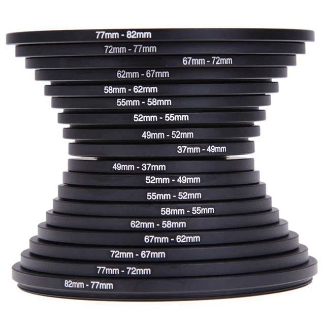 Juego de 18 adaptadores de montaje de cámara de lente 37-82 mm convertidor de fotografía accesorios V6L1