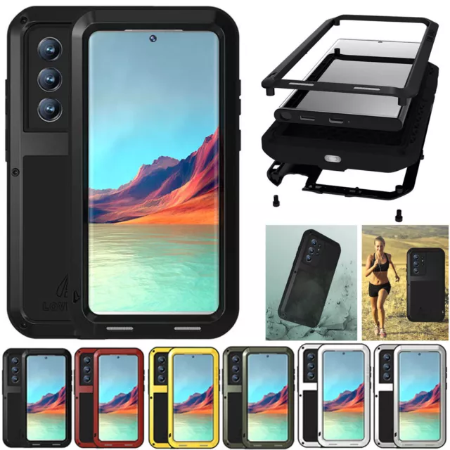 LOVE MEI Shockproof Hard Metal Case Cover For Samsung Galaxy S22 S21 Ultra 5G