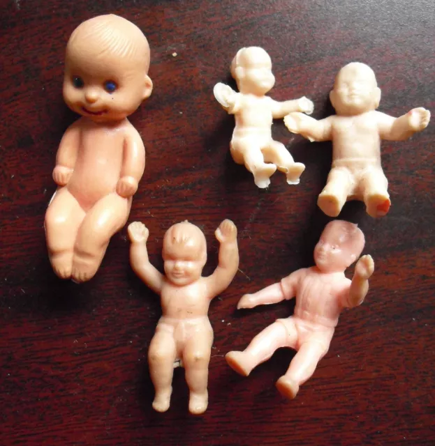 Lot of 5 Vintage Plastic Vinyl Figurines Sitting Boy Girl Babies LOOK