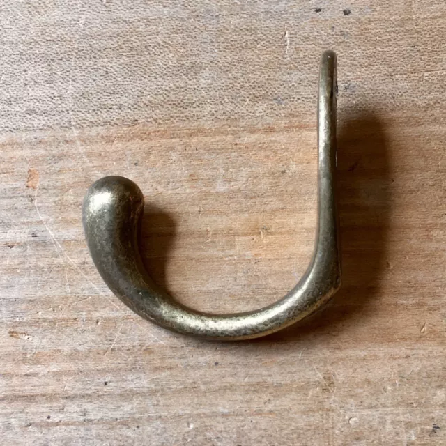 Antique Brass Coat Hook Victorian Vintage Reclaimed Old