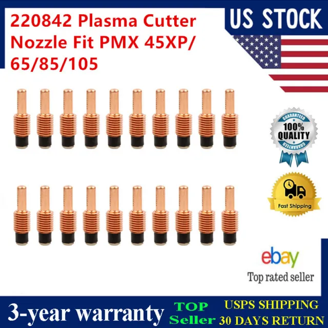 20Pcs Set 220842 Plasma Cutter Electrodes Fit Hypertherm Powermax 45XP/65/85/105