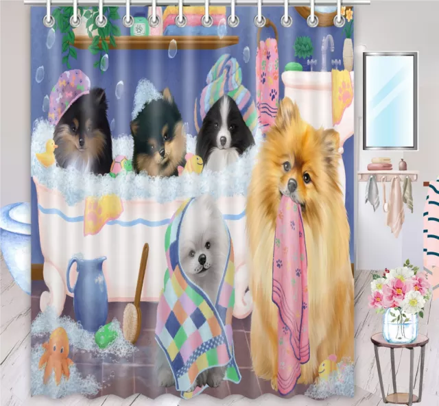Halloween Pomeranian Dog Shower Curtain Bathtub Screens Personalized Hooks