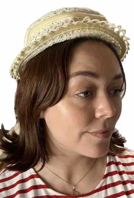 Original Vintage Ladies Womens 50’s Hat Layered Lace