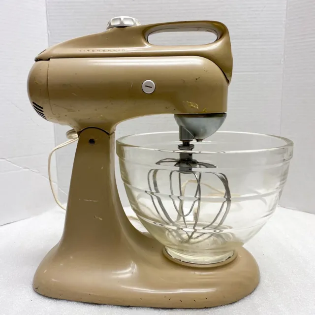 Vintage Kitchen Aid Stand Mixer C3 With Glass Bowl Gold 