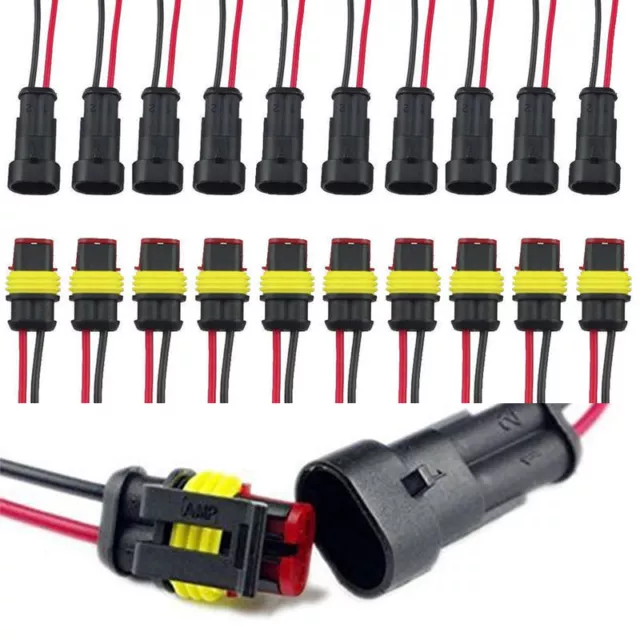 20X Car Waterproof Electrical Wire Cable Connector Male Female 2Pin Way Plug Kit