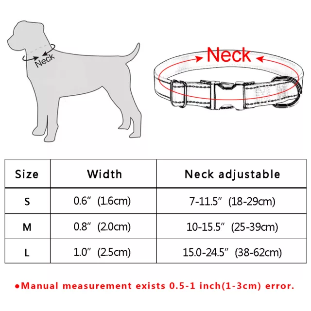 Nylon reflektierendes personalisiertes Hundehalsband maßgeschneidert Haustier Welpe Katze Ausweishalsband Etikett S-L 2