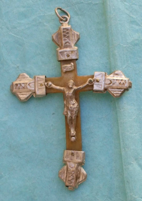 Pendentif Ancien : Croix En Argent Massif Avec Marcassites - Occasion