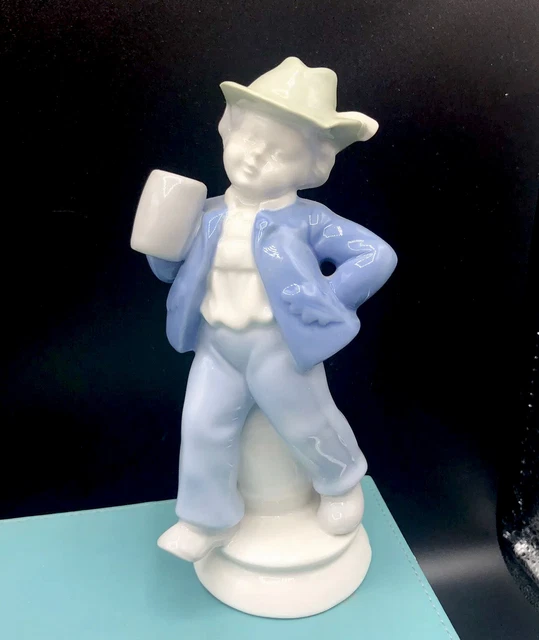 Vintage Gerold Porzellan Bavaria Western Germany Figurine Boy W/ Stein  7”