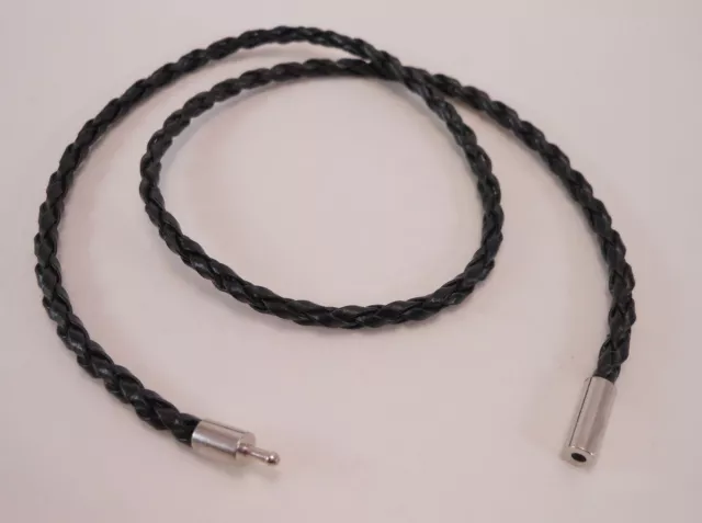 Leather Braided 3mm Black Surfer Necklace Cord w/ Bayonet Clasp
