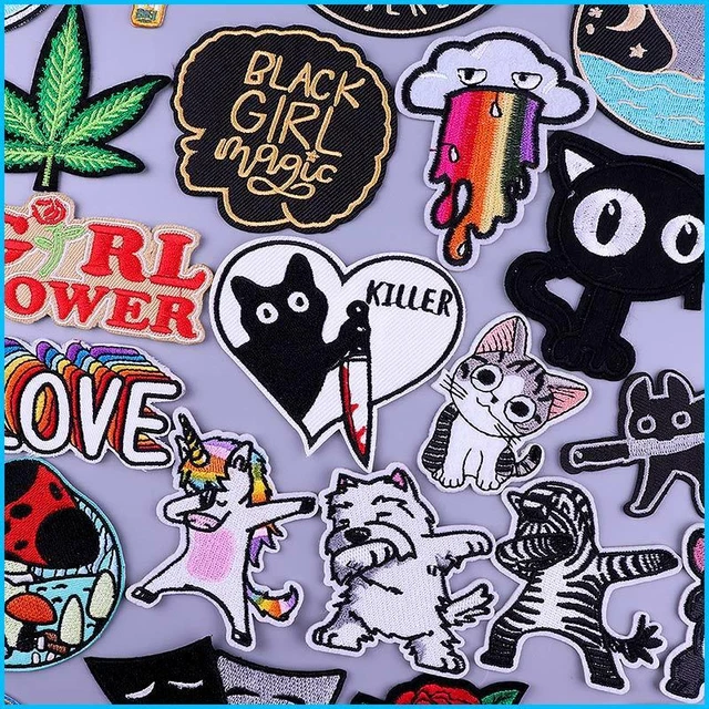 FUNNY CARTOON ANIMALS Patches Clothes Cat Dog Embroidered Iron Sew