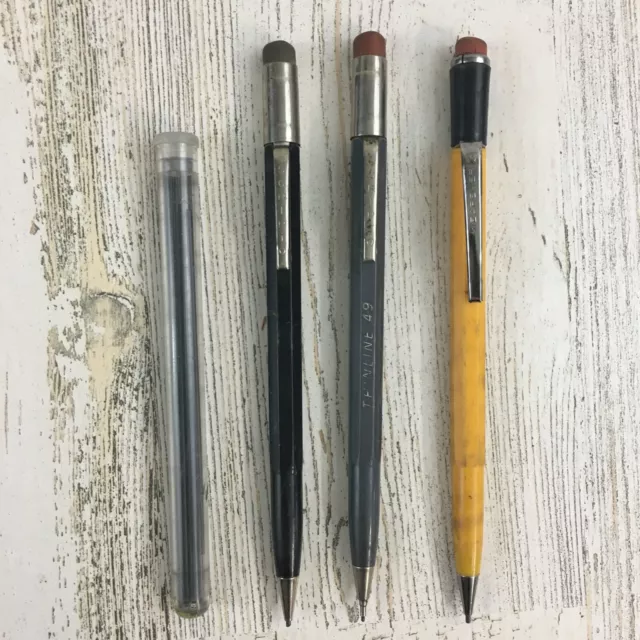 Vintage Lot of 3 Mechanical Pencils Scripto Wearever Long Lead Thinline 49 Twist