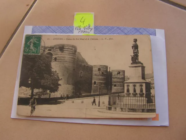 carte postale  vers 1900  angers statue roi rene