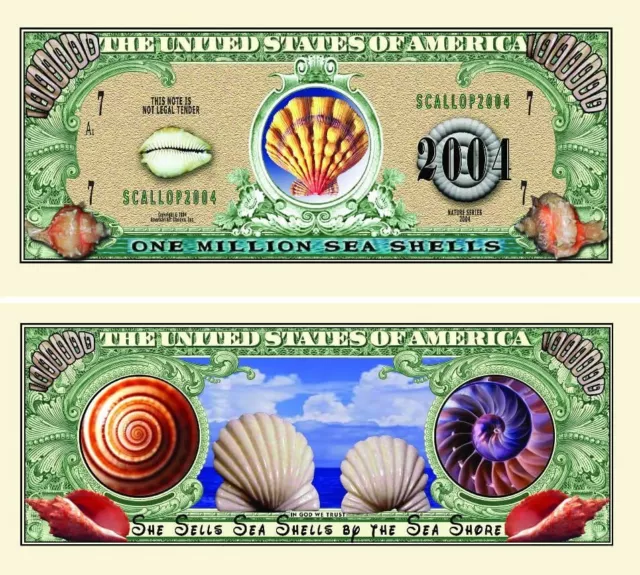 Pack of 50 - Seashells One Million Dollar Bill Novelty Collectible