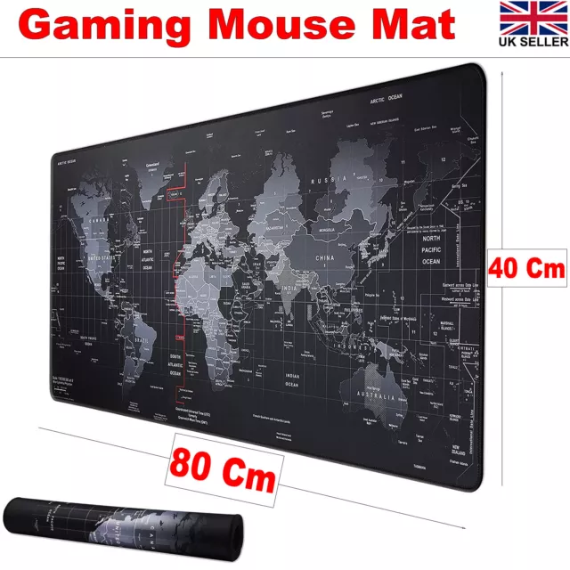 Gaming Mauspad große Größe 80 cm x 40 cm Weltkarte rutschfestes Mauspad für Laptop