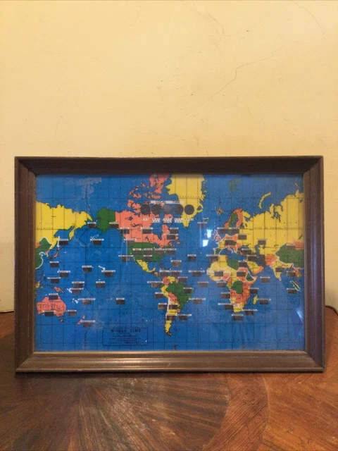 VINTAGE HOWARD MILLER 1959 World Time Zone Map Wall Hanging £66.56 - PicClick UK