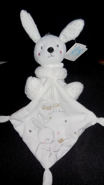 doudou peluche mouchoir lapin blanc Good night sweet doré SIMBA TOYS - NEUF -