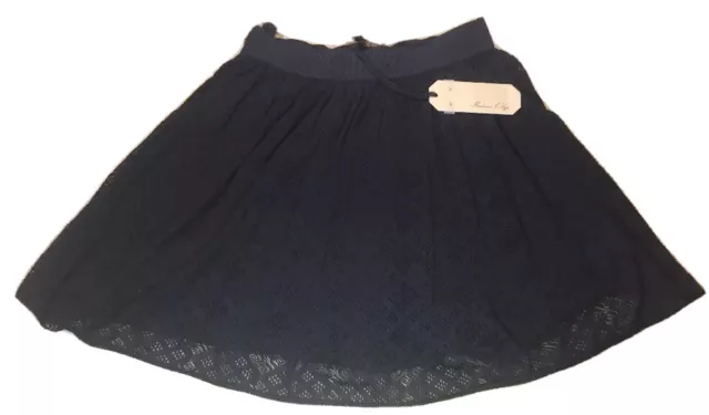 MAISON OLGA SZ 1 Skirt Black Knit Open Weave Design Mini NWT