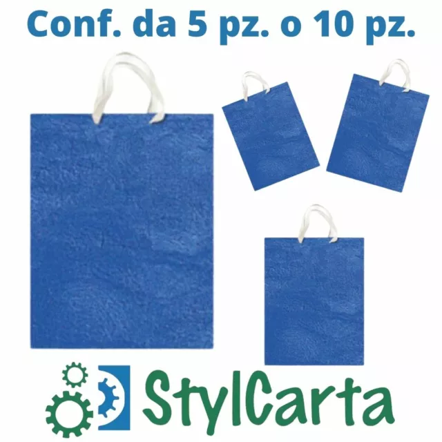 BORSE BUSTE SHOPPERS di per NATALE natalizie confezione REGALO di carta  BLU