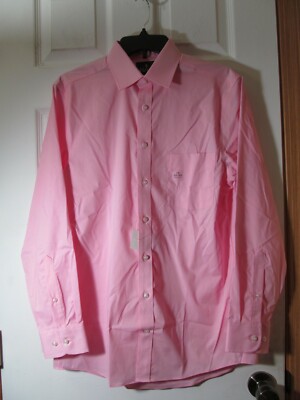 NWT STAFFORD EASY CARE BROADCLOTH STRETCH COMFORT Regular Fit Denver Pink Solid
