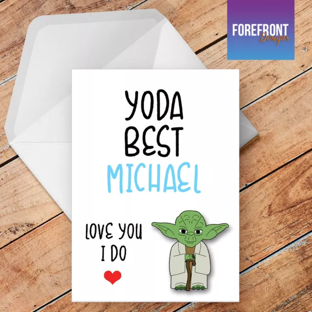 Personalised YODA BEST - Star wars inspired greeting card, birthday/wedding/gift