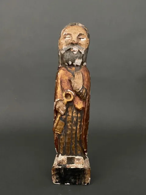 Statuette en bois polychrome représentant un saint milieu XXe M2110