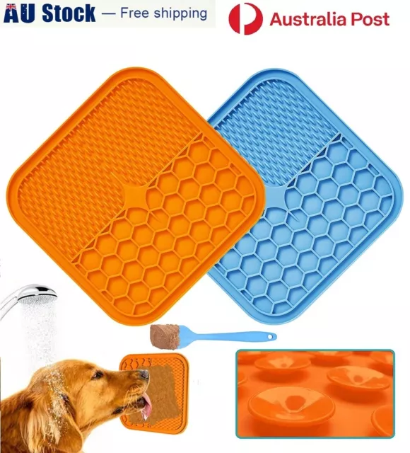 2in1 Silicone Pet Lick Mat Cat Puppy Dog Slow Feeder Lick Pad Bath Grooming Help