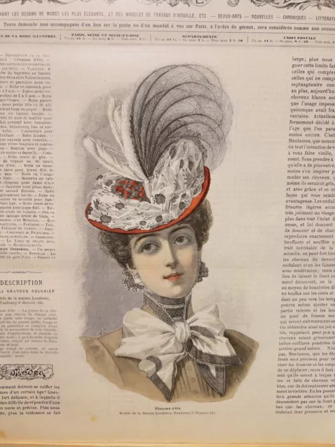 Antike Zeitschrift 1898 Muster Stickerei Kleider Damen Mode Frisur Haarschnitt