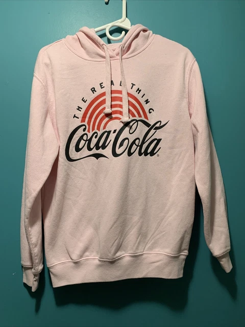 Coca-Cola THE REAL THING Hoodie Sweatshirt Pink Coke Hoodie 2021 Sz L Comfy!
