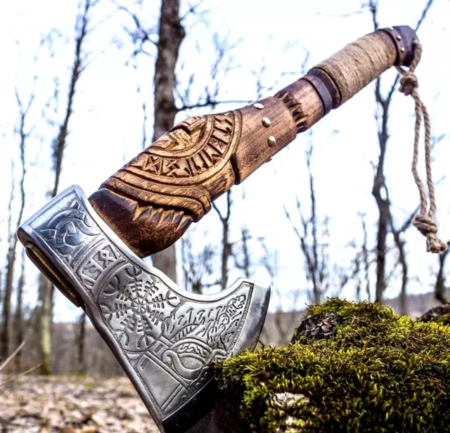 Handmade Carbon Steel Norse Viking Axe Hatchet For Hunting Camping & Outdoor