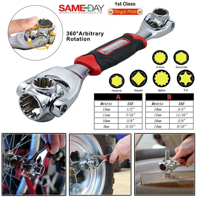48 IN 1 Universal Wrench MultiFunction Socket Spanner 360° Rotary