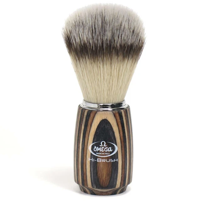 Omega Pennello Da Barba  Sintetico 46751 Manico In  Legno Fiber Shaving Brush