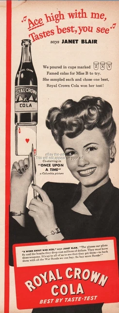 1944 Janet Blair photo RC Royal Crown Cola Once Upon A Time Movie Promo Ad