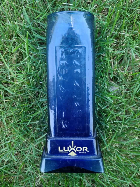 Luxor Casino Hotel  Las Vegas Blue Cobalt Egyptian Obelisk Drinking Glass 36 OZ