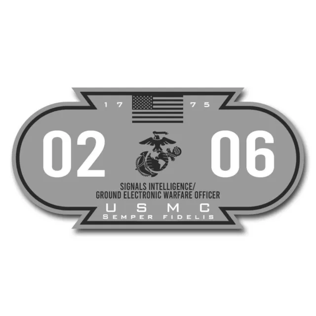 USMC MOS DECAL 0206 Signals Intel Officer Licensed US Marine Corps Vet 5" Decal