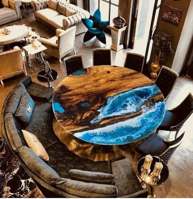 30"x30" Ocean Epoxy Top Handmade Center Coffee/Dining Table Resin Bar Table Top