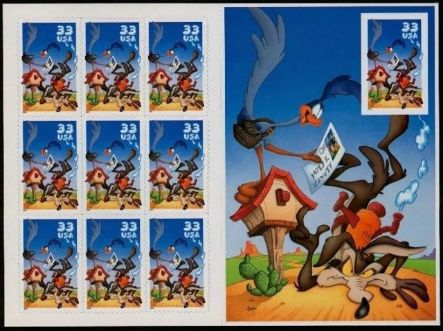 10 ROAD RUNNER & WILE E COYOTE STAMPS: Looney Tunes Vintage Cartoons, Coyotes