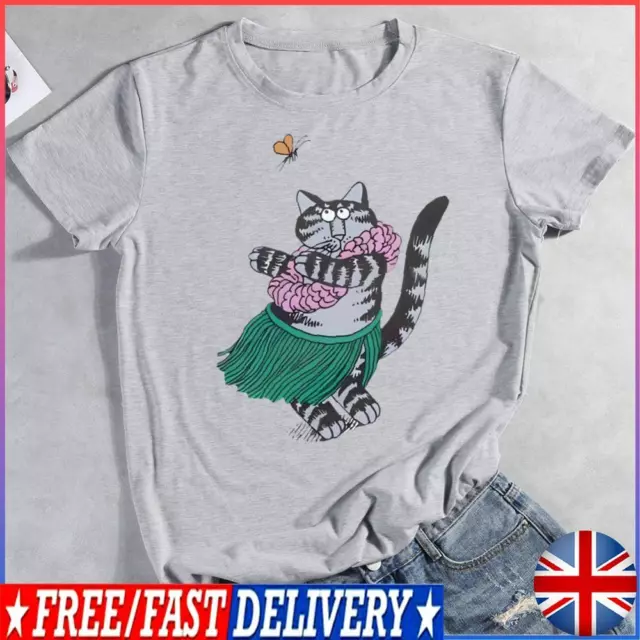 funny cat Round Neck T-shirt-0020497 #F