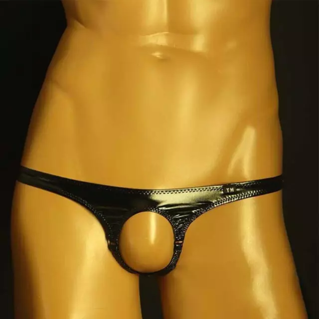 Men's Skin-tight Latex Leather Wet Look Panties G-string Thong Clubwear