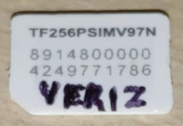 Verizon SIM card (see pic for SIM #)
