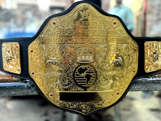 wwe big gold world heavyweight championship belt wrestling title 2mm brass adult